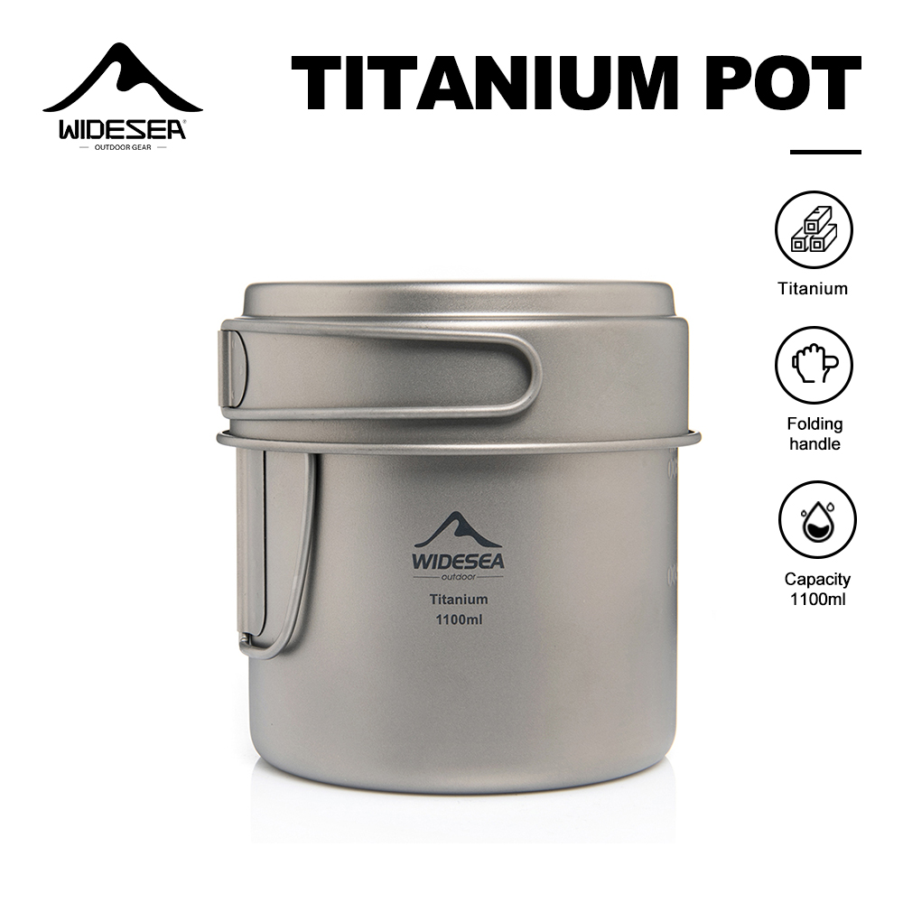 Outdoor Camping Cooking Equipment - Widesea Ultralight Titanium Campingpot 1100ml Opvouwbaar