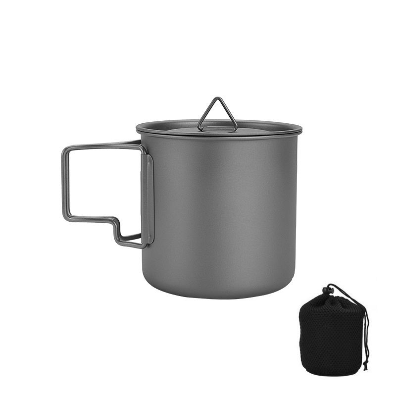 Outdoor Camping Kitchen Table - Titanium kampeermok met inklapbaar handvat, lichtgewicht,