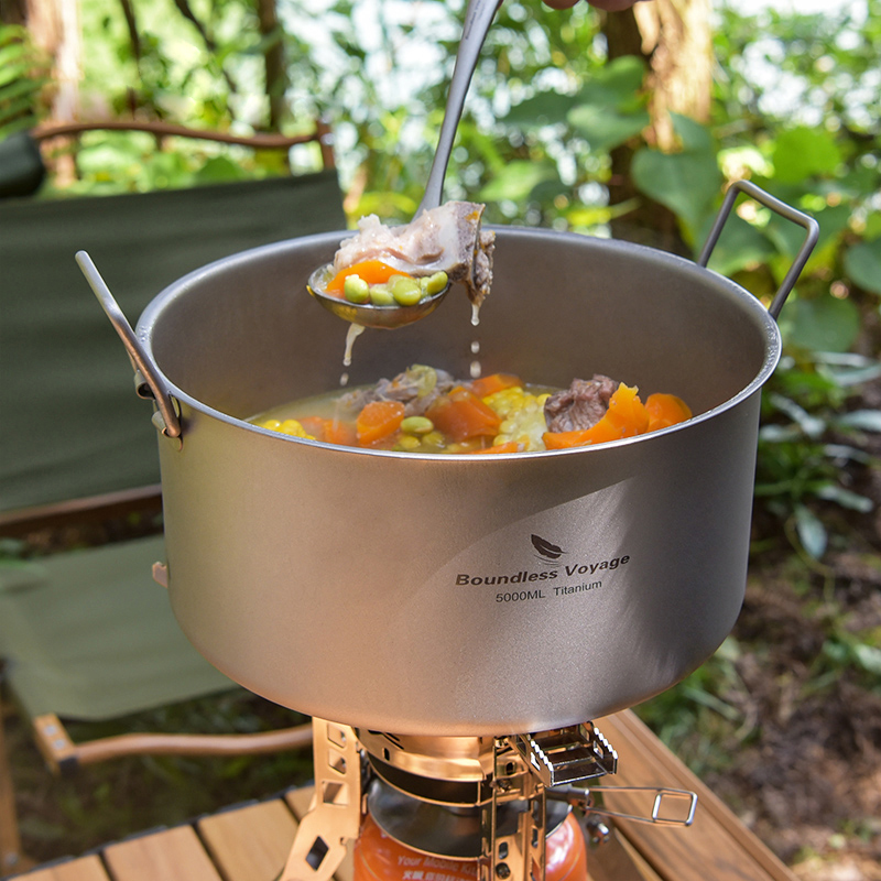 Outdoor Camping Cooking Equipment - Grenzeloze Reis Titanium Pot 5.0l Draagbare