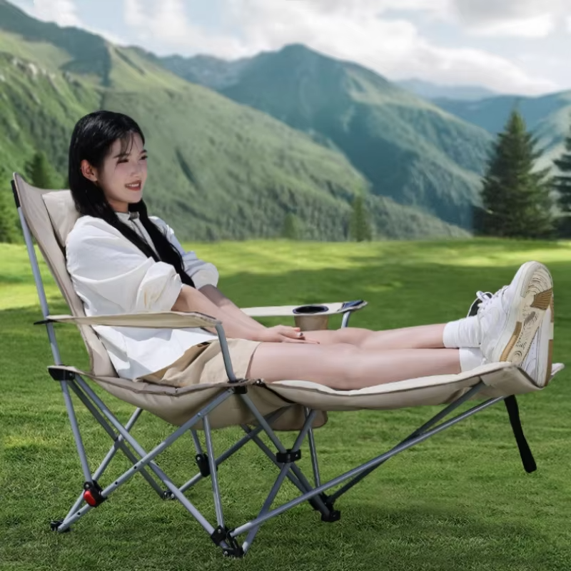Outdoor Camping Recliner - Opvouwbare relaxstoel, draagbare campingstoel met verstelbare