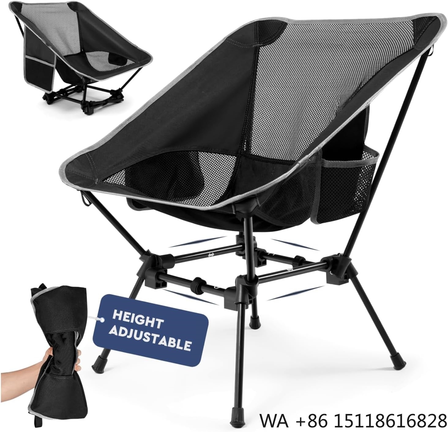 Outdoor Camping Recliner - Lichtgewicht campingstoel, campingstoel voor volwassenen, hoogteverstelbare
