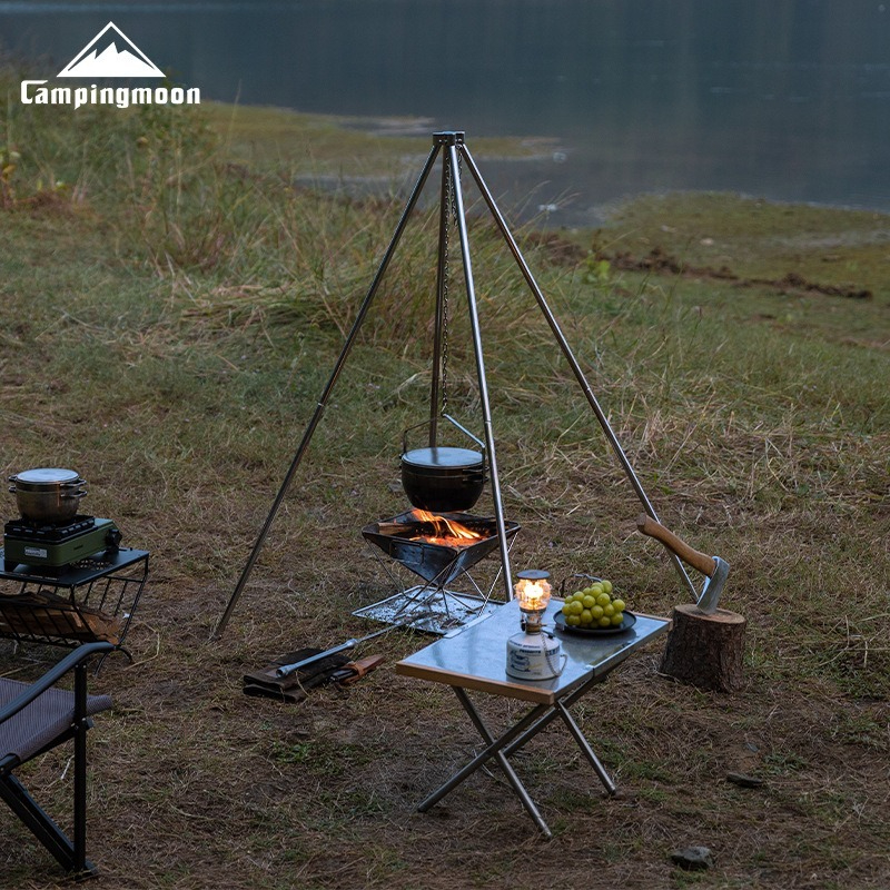 Outdoor Camping Cooking Equipment - CAMPINGMOON Outdoor MT-130 campingstatief roestvrijstalen barbecuebenodigdheden,