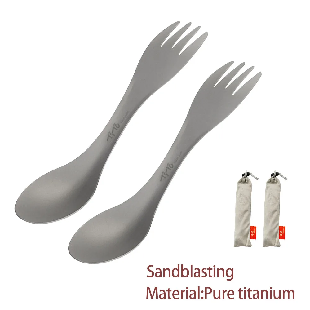 Outdoor Camping Cooking Equipment - Titanium Spork 2-in-1 Lepel Ultralight Kookgerei