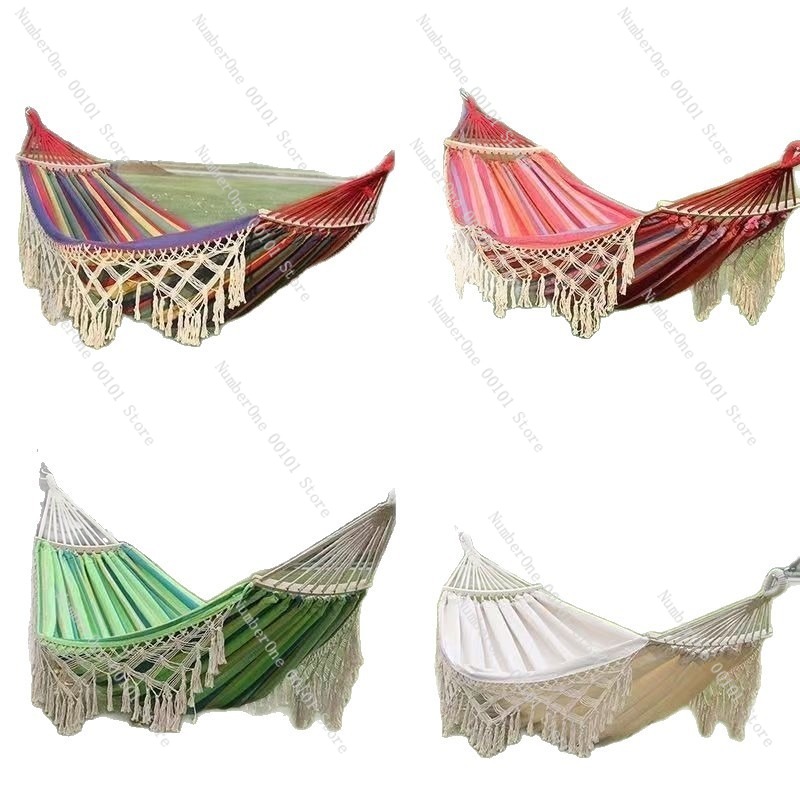 Outdoor Camping Hammock - Canvas dubbele hangmat met kwastje Outdoor