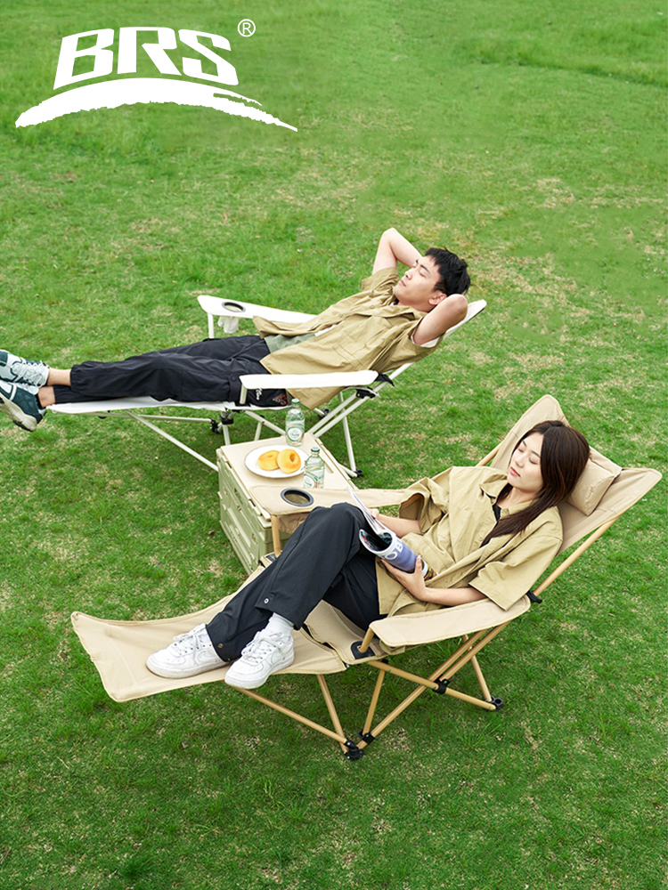 Outdoor Camping Recliner - BRS 2-in-1 verstelbare campingstoel Lichtgewicht opvouwbare