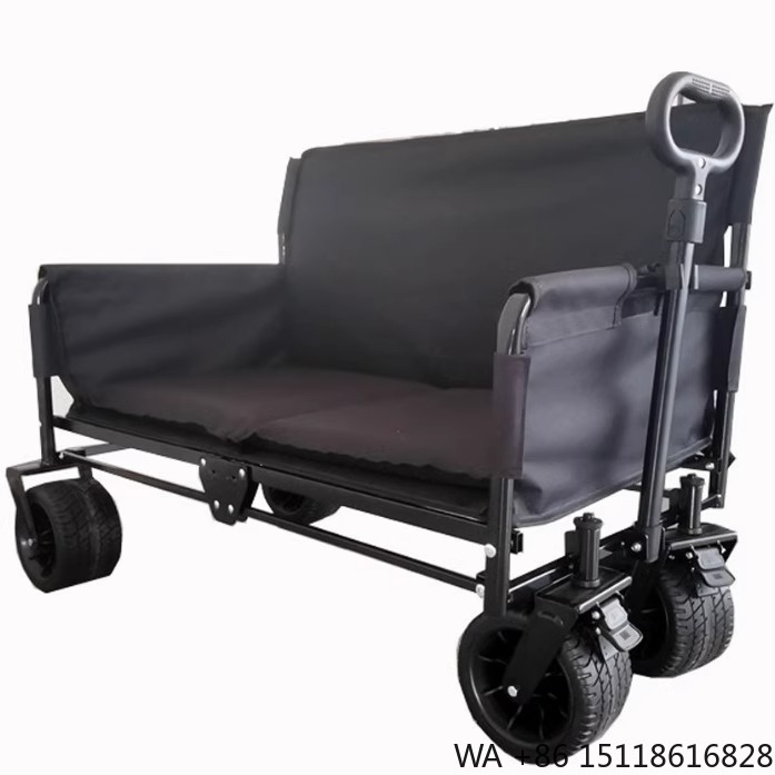 Outdoor Camping Recliner - JXFT Multifunctionele Vierwielige Metalen Opvouwbare Buitenwagen