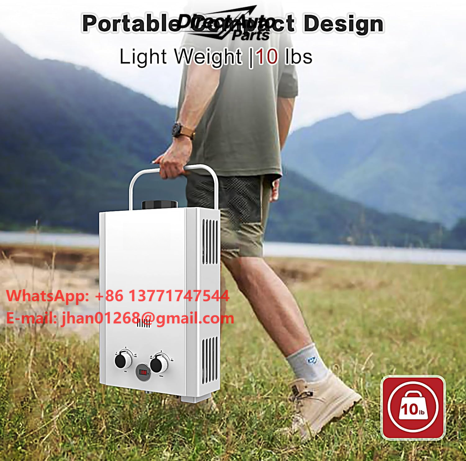 Outdoor Camping Hot Water Shower - Propaan tankloze waterverwarmer met handvat en