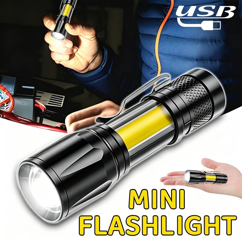 Camping Lantern - Mini LED-zaklamp COB-schijnwerper Draagbare werklamp USB