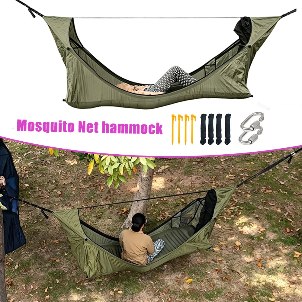 Outdoor Camping Hammock - Platte hangmat met klamboe Schommel Kampeertent