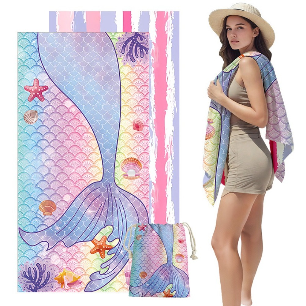 Outdoor Camping Mat - Strandhanddoeken en opbergtassen met visstaartprint 31x63in