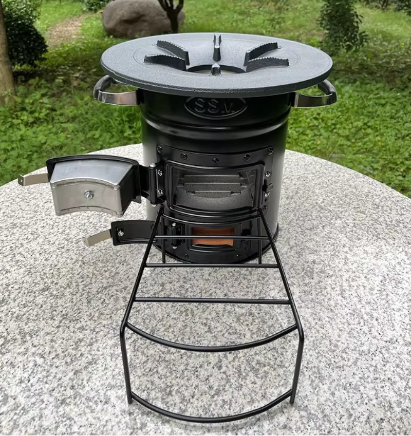 Outdoor Camping Bbq - 【Populair】Houtgestookte raketkachel met twee deuren, buiten