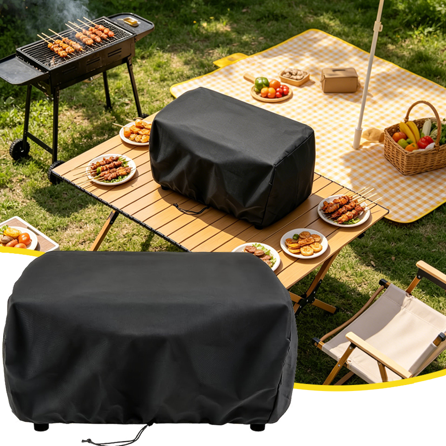 Outdoor Camping Bbq - 1 stuk zwarte ovenbeschermhoes met verstelbaar