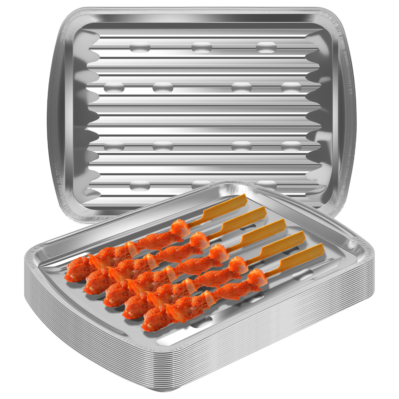 Outdoor Camping Food - Aluminiumfolie Dienbladen Antiaanbaklaag Bakpannen Food Grade