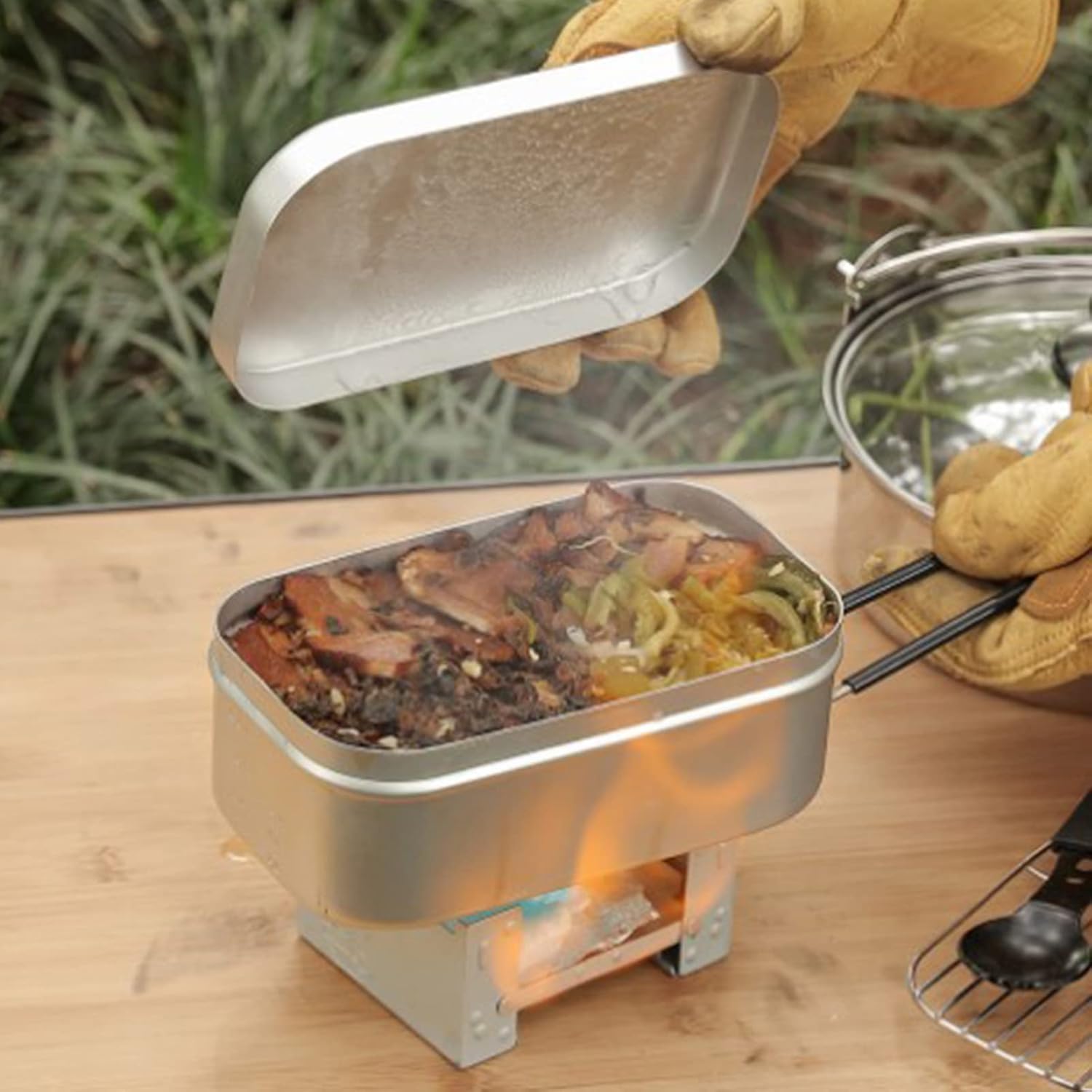 Outdoor Camping Cooking Equipment - Opvouwbare Bento Box-handgreep, lunchcontainer voor volwassenen,