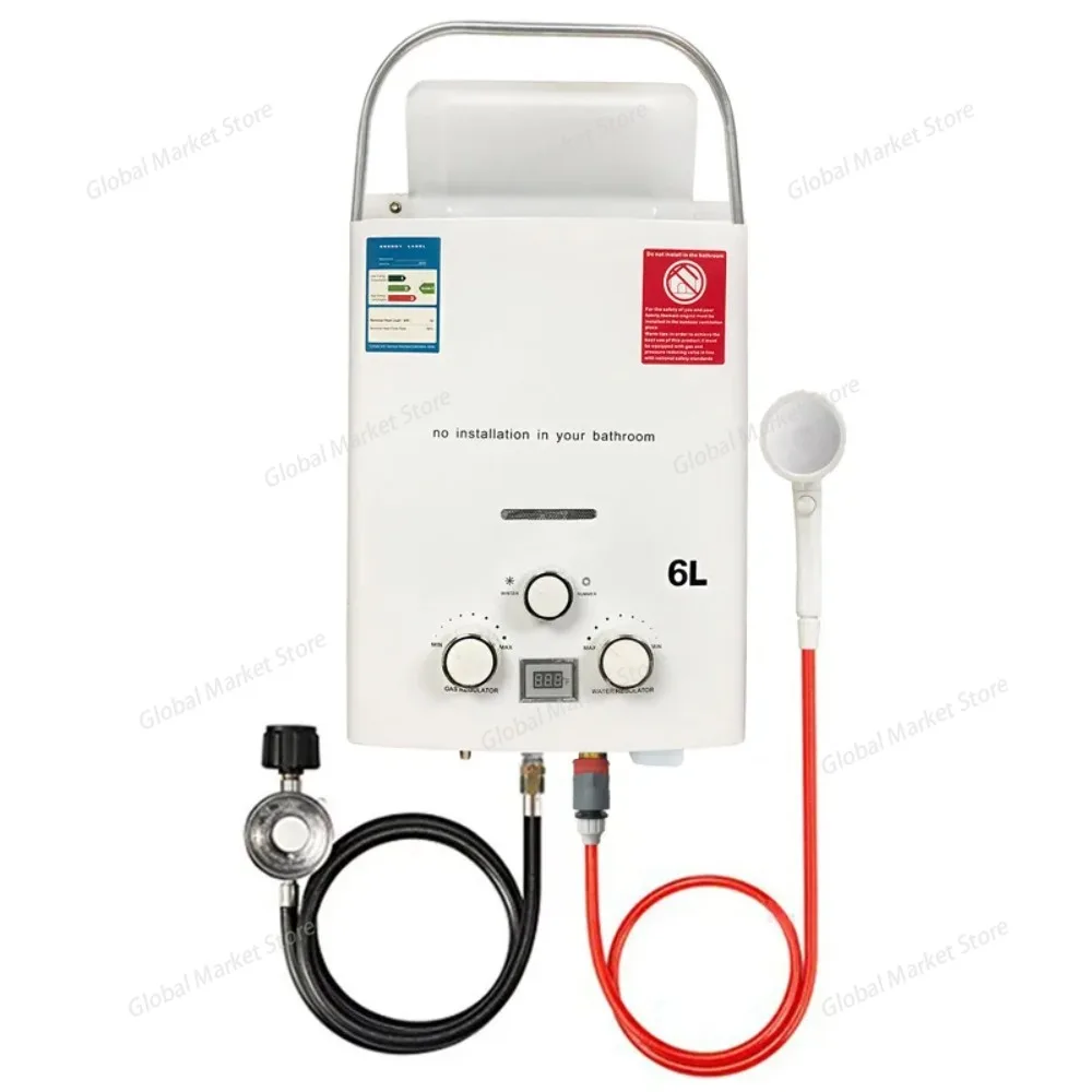 Outdoor Camping Hot Water Shower - Propaan LPG Gas Tankless Boiler 6L