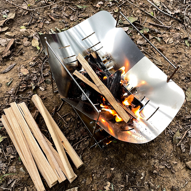 Outdoor Camping Fire Pit - Houtgestookte kampeerkachel Draagbare opvouwbare buitenkooktoestel Winddichte