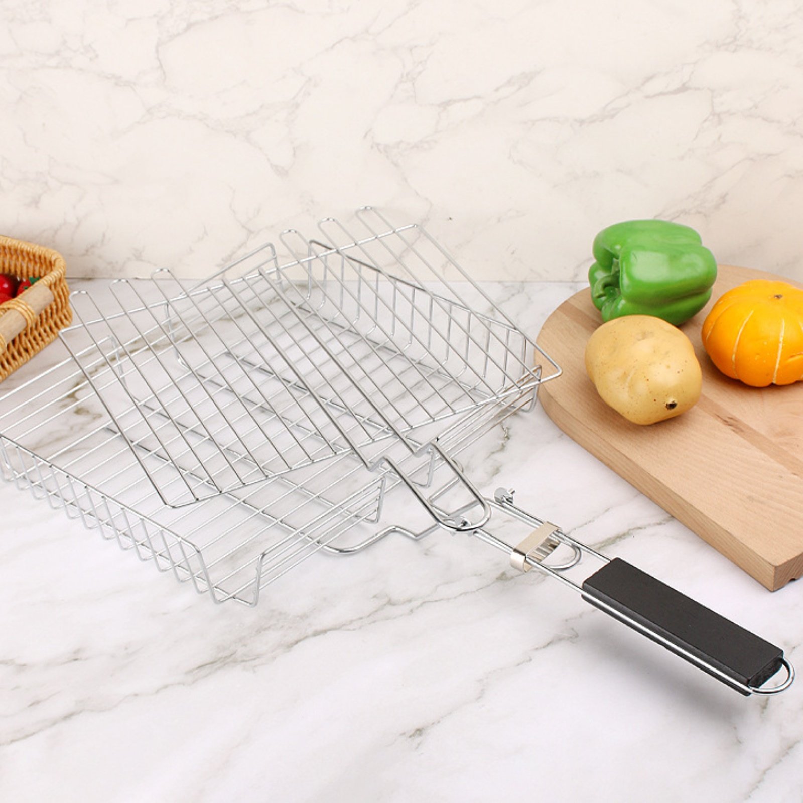 Grillmand met houten handvat D - Outdoor Camping Food recensie en prijs
