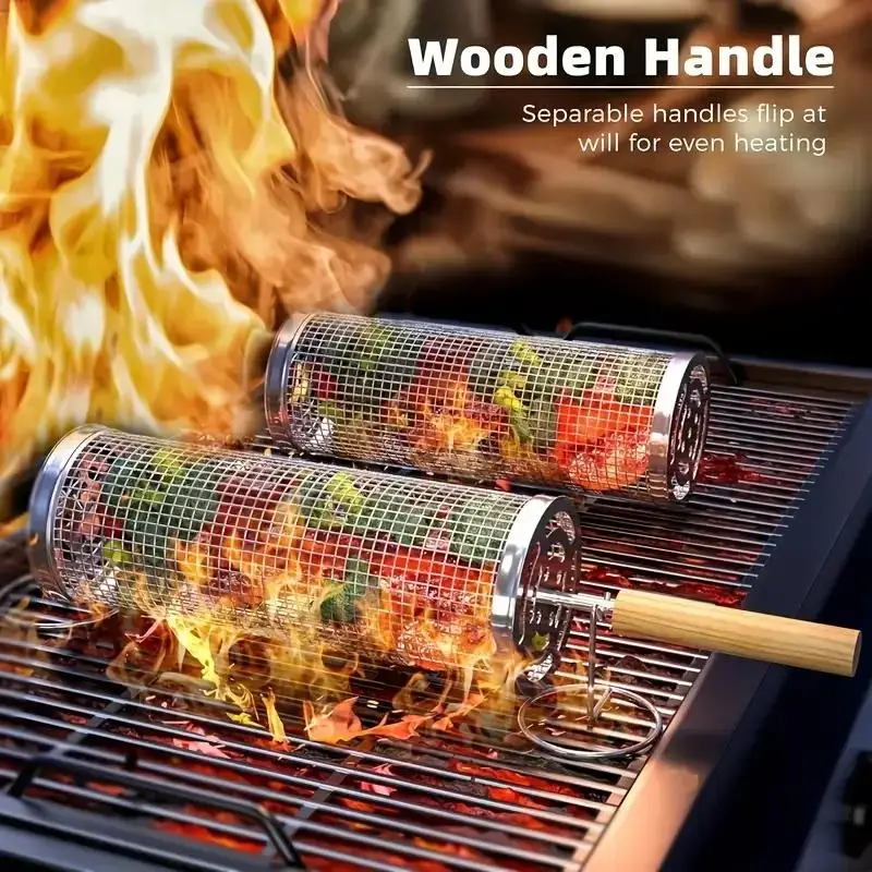 RVS BBQ Grillmand, Ronde Rolba - Outdoor Camping Bbq recensie en prijs