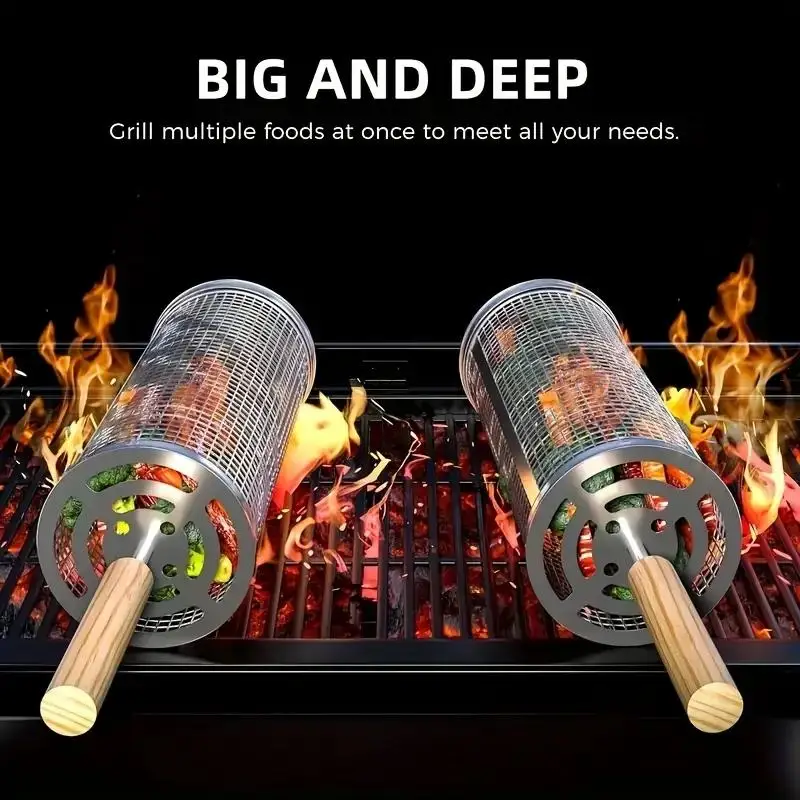RVS BBQ Grillmand, Ronde Rolba - Outdoor Camping Bbq recensie en prijs